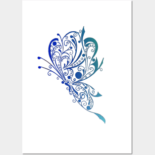 Blue Butterfly Tattoo Posters and Art